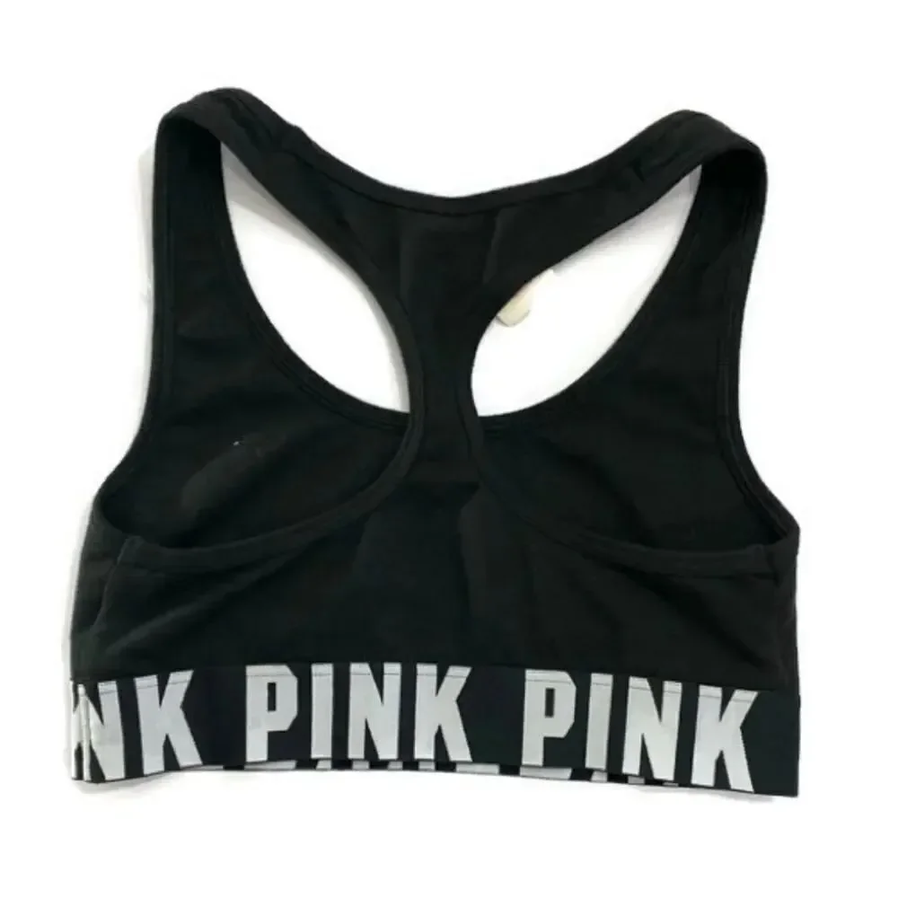 Victorias Secret Pink unlined crop yoga bralette black Medium
